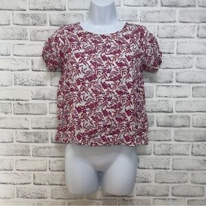 Jack Wills Red Berries Tulip Back Crop Blouse 0
